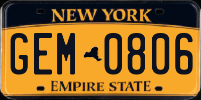 NY license plate GEM0806