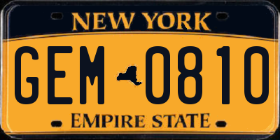 NY license plate GEM0810