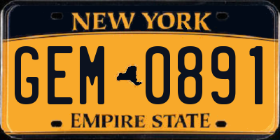 NY license plate GEM0891