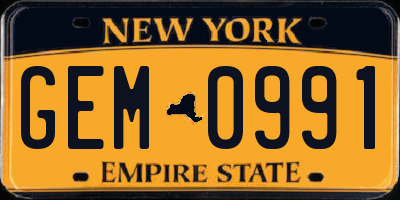 NY license plate GEM0991