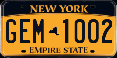 NY license plate GEM1002