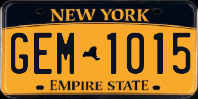 NY license plate GEM1015