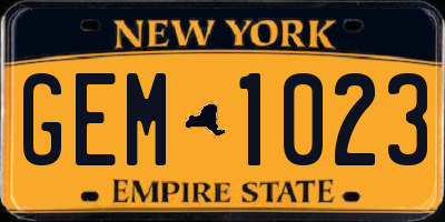 NY license plate GEM1023