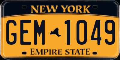 NY license plate GEM1049