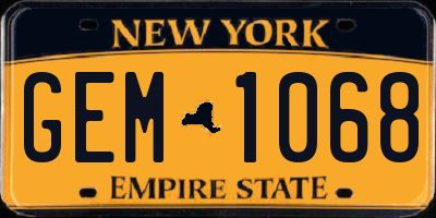 NY license plate GEM1068