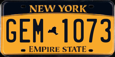 NY license plate GEM1073