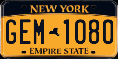 NY license plate GEM1080