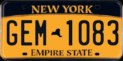 NY license plate GEM1083