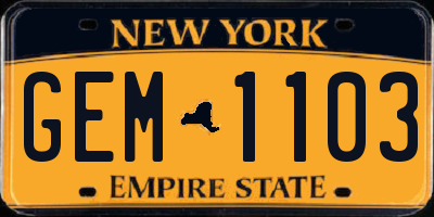 NY license plate GEM1103