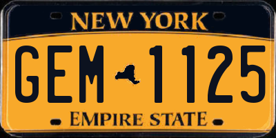 NY license plate GEM1125