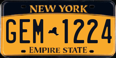 NY license plate GEM1224