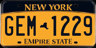 NY license plate GEM1229