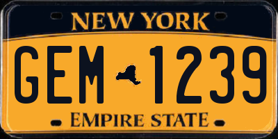 NY license plate GEM1239