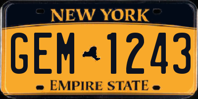 NY license plate GEM1243