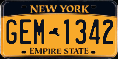NY license plate GEM1342