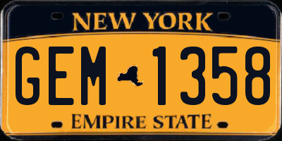 NY license plate GEM1358