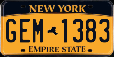 NY license plate GEM1383