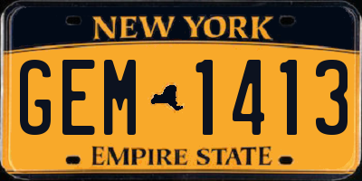 NY license plate GEM1413