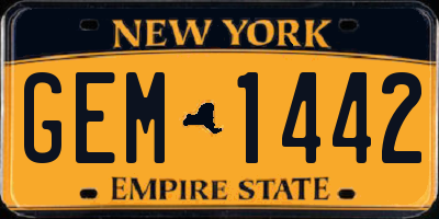 NY license plate GEM1442