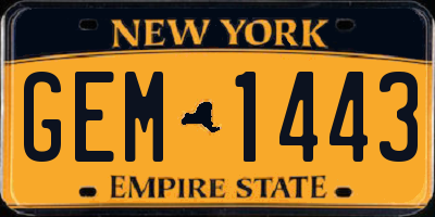 NY license plate GEM1443