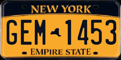 NY license plate GEM1453