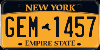 NY license plate GEM1457