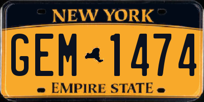 NY license plate GEM1474