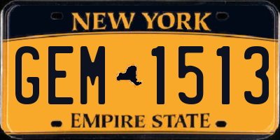 NY license plate GEM1513