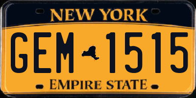 NY license plate GEM1515