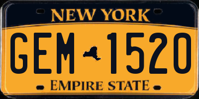 NY license plate GEM1520