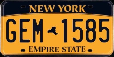 NY license plate GEM1585