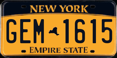 NY license plate GEM1615