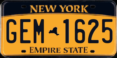 NY license plate GEM1625