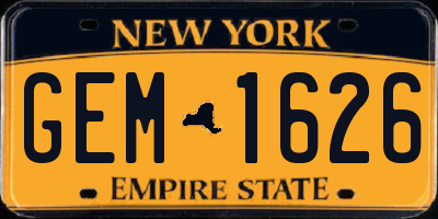 NY license plate GEM1626