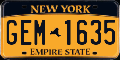 NY license plate GEM1635