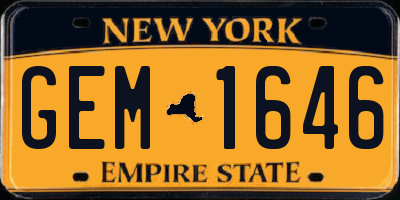 NY license plate GEM1646