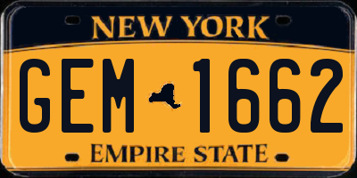NY license plate GEM1662