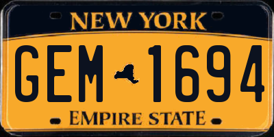 NY license plate GEM1694