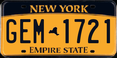 NY license plate GEM1721