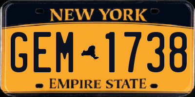 NY license plate GEM1738