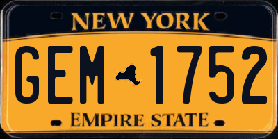 NY license plate GEM1752