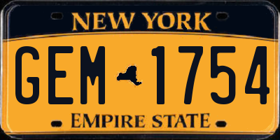 NY license plate GEM1754
