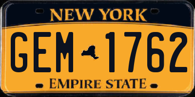 NY license plate GEM1762
