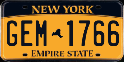 NY license plate GEM1766