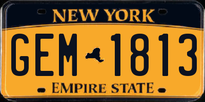 NY license plate GEM1813