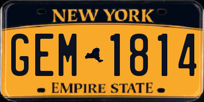 NY license plate GEM1814