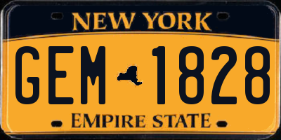 NY license plate GEM1828