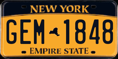 NY license plate GEM1848