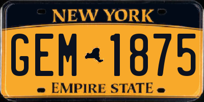 NY license plate GEM1875