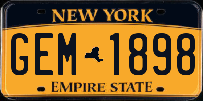NY license plate GEM1898